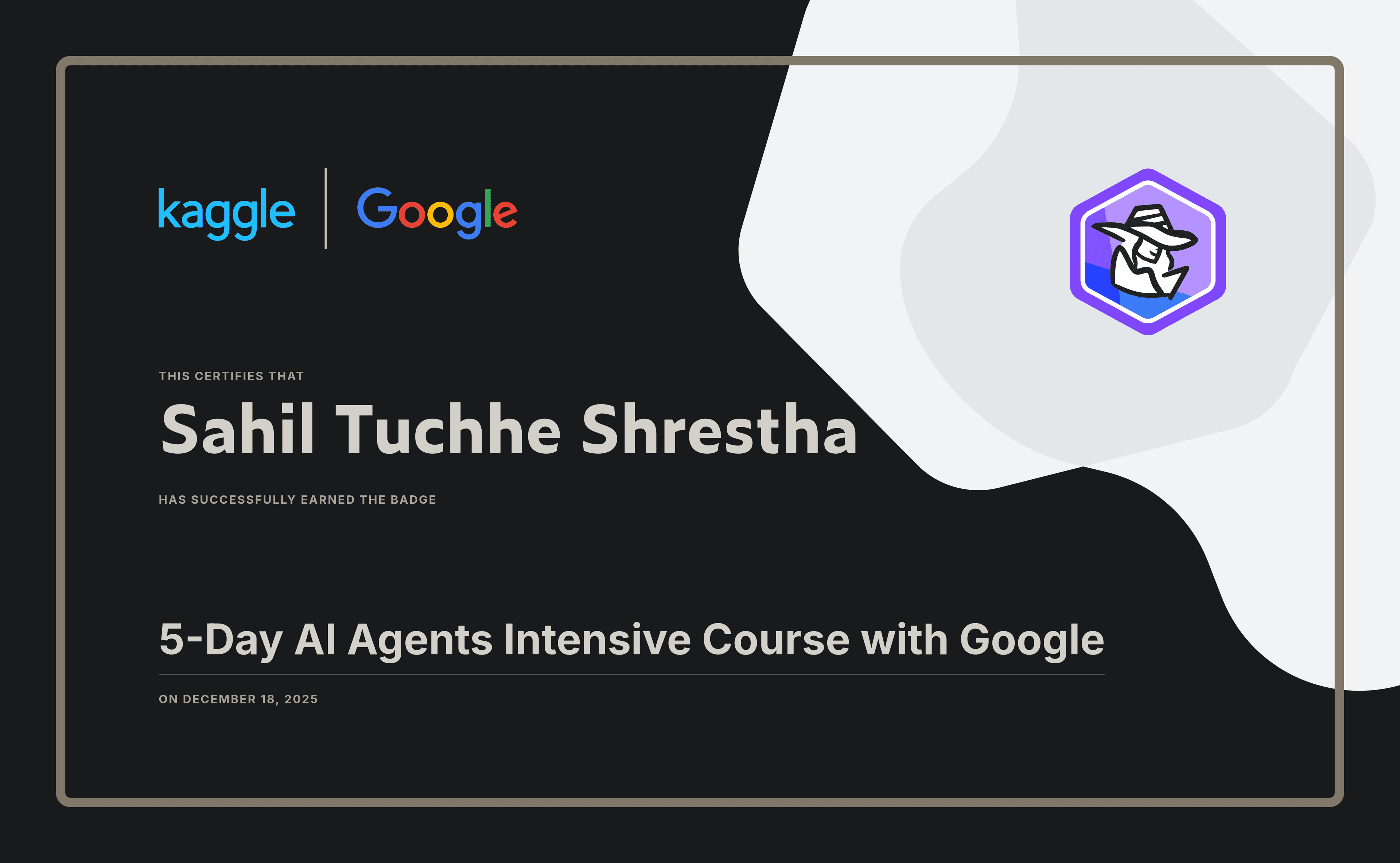5-Day AI Agents Intensive — Google certificate