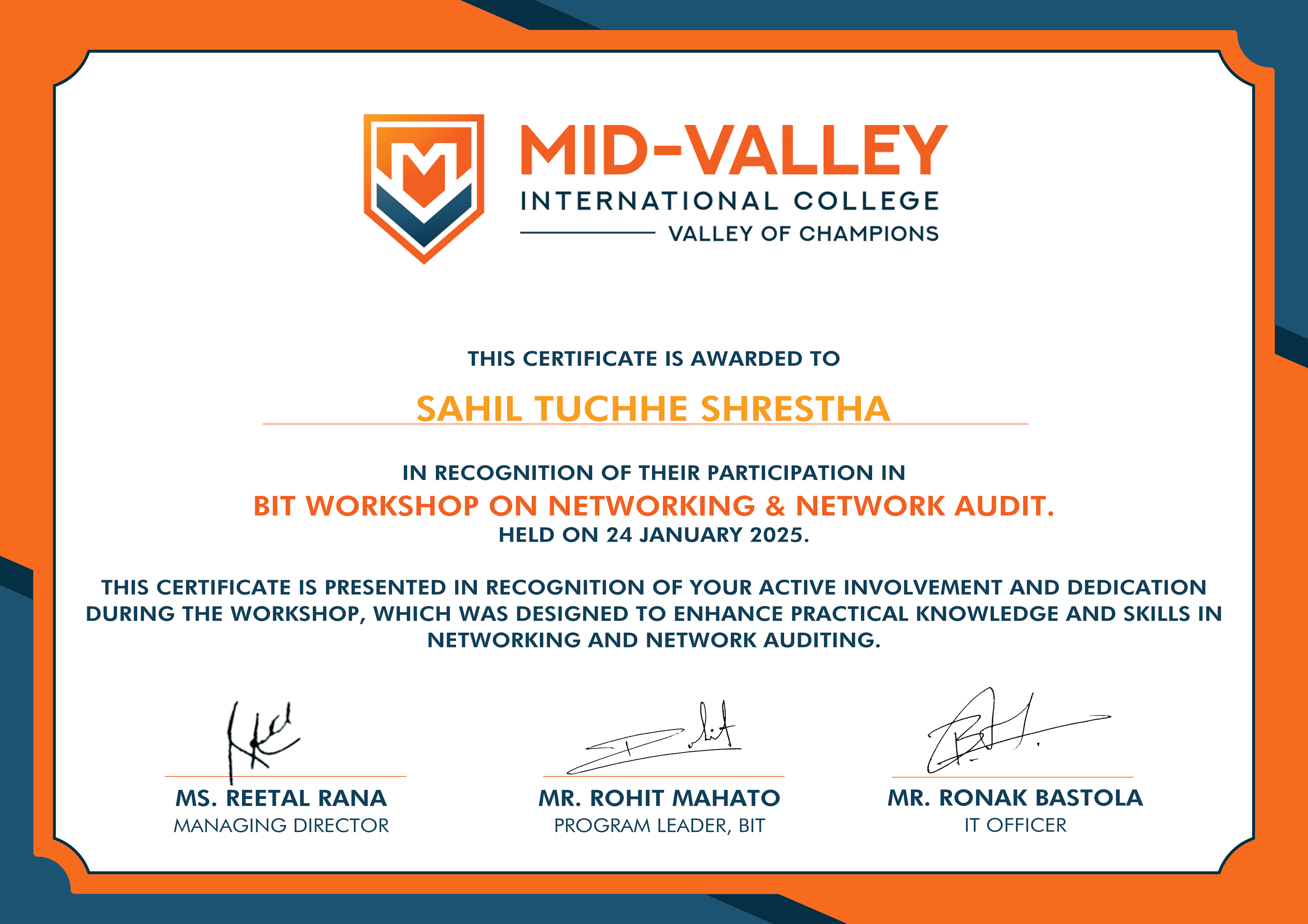 Networking Essentials — certificate