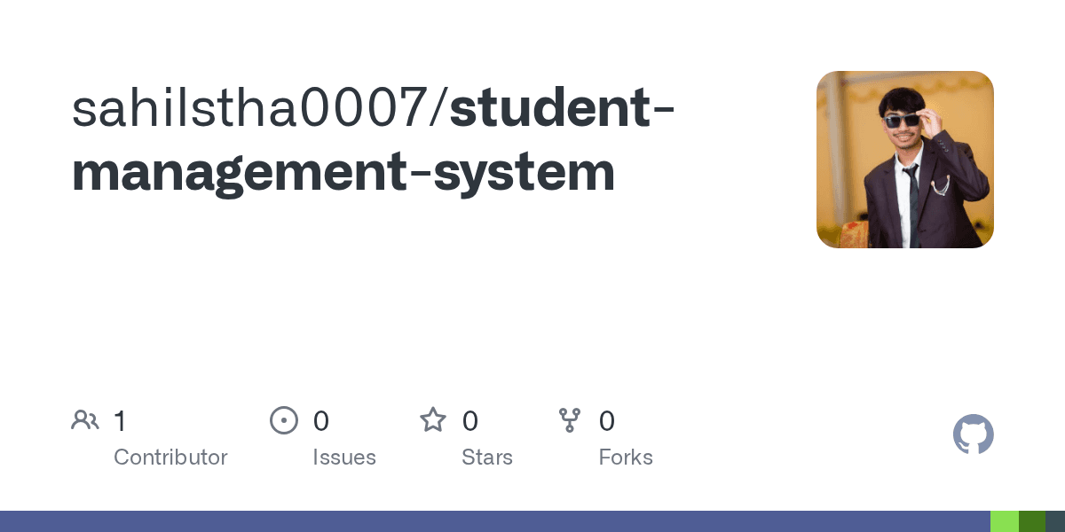 Student Management System project — GitHub repository preview card